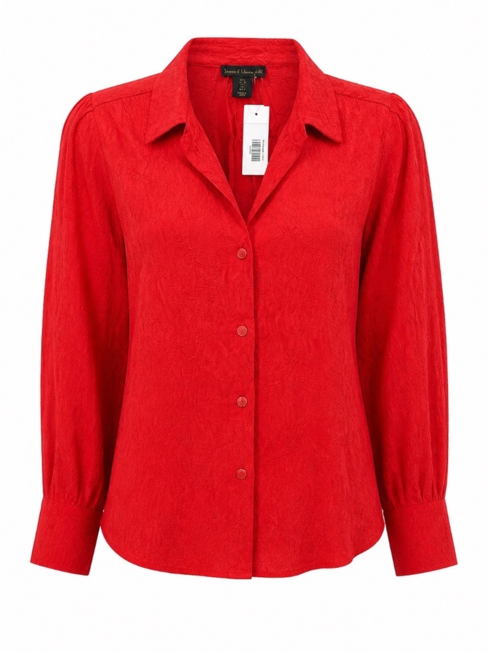 M105 House of Harlow 1960 Red Crinkle Blouse, Size Small